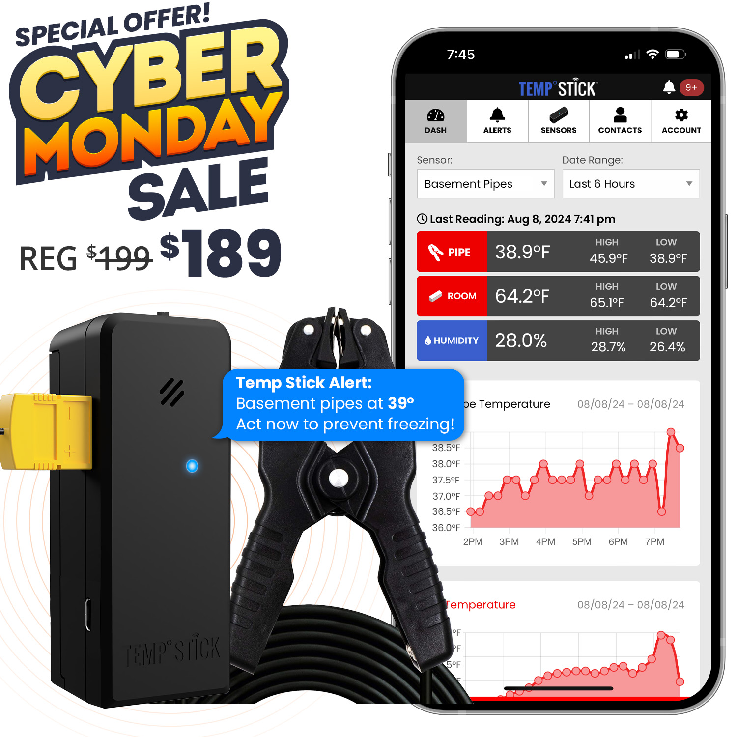 Temp Stick WiFi Temperature Monitor by Ideal Sciences