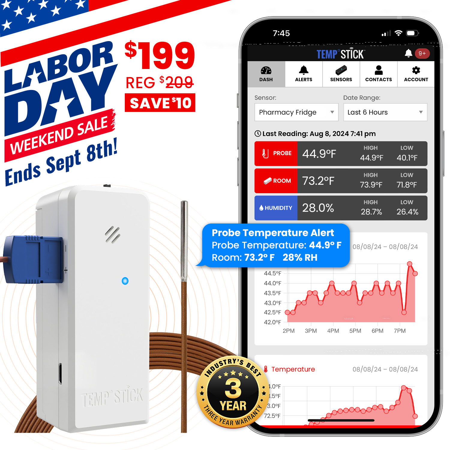 Temp Stick WiFi Temperature Monitor by Ideal Sciences