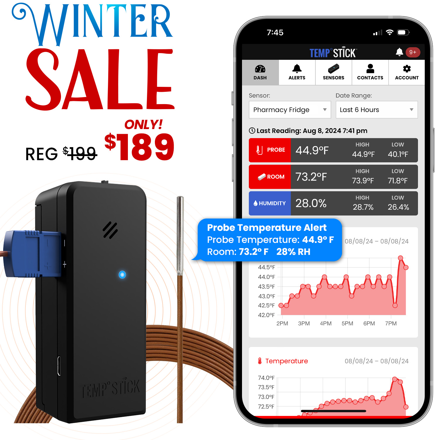 Temp Stick WiFi Temperature Monitor by Ideal Sciences