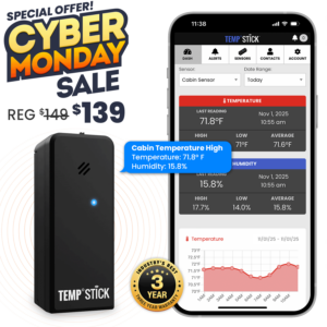 Cyber Monday Sale - Temp Stick for Wine with WIne Bottle Probe - WiFi Temperature and Humidity Monitor - Black