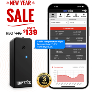 New Year Sale - Temp Stick for Wine with WIne Bottle Probe - WiFi Temperature and Humidity Monitor - Black