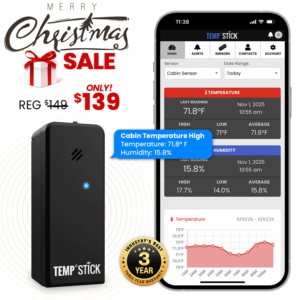 Xmas Sale - Temp Stick for Wine with WIne Bottle Probe - WiFi Temperature and Humidity Monitor - Black