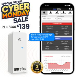 Cyber Monday Sale - Temp Stick for Wine with WIne Bottle Probe - WiFi Temperature and Humidity Monitor - White