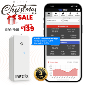 Xmas Sale - Temp Stick for Wine with WIne Bottle Probe - WiFi Temperature and Humidity Monitor - White