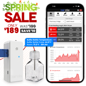Spring Sale - Temp Stick for Pharmacies - WiFi Temperature and Humidity Monitor - White