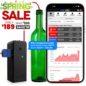 Spring Sale - Temp Stick for Wine Cellars - WiFi Temperature and Humidity Monitor - Black
