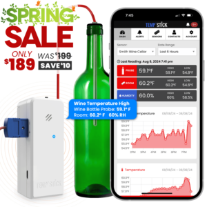 Spring Sale - Temp Stick for Wine Cellars - WiFi Temperature and Humidity Monitor - White