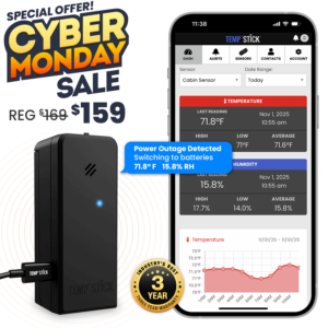 Cyber Monday Sale - Temp Stick +Power - WiFi Temperature and Humidity Monitor - Black