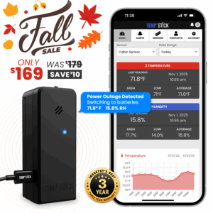 Fall Sale - Temp Stick +Power - WiFi Temperature and Humidity Monitor - Black