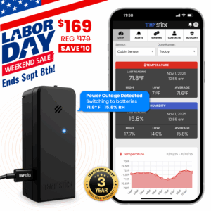 Labor Day Sale - Temp Stick +Power - WiFi Temperature and Humidity Monitor - Black