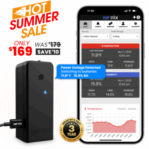 Summer Sale - Temp Stick +Power - WiFi Temperature and Humidity Monitor - Black