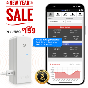 New Year Sale - Temp Stick +Power - WiFi Temperature and Humidity Monitor - White