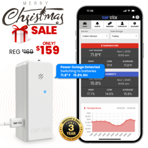 Xmas Sale - Temp Stick +Power - WiFi Temperature and Humidity Monitor - White