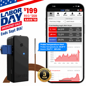 Labor Day Sale - Temp Stick PRO with Temperature Probe - Black