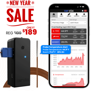 New Year Sale - Temp Stick PRO with Temperature Probe - Black