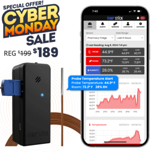 Cyber Monday Sale - Temp Stick PRO with Temperature Probe - Black