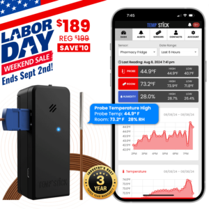 Labor Day Sale - Temp Stick PRO with Temperature Probe - Black