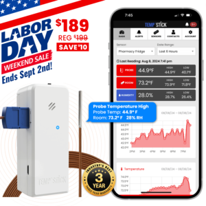 Labor Day Sale - Temp Stick PRO with Temperature Probe - White