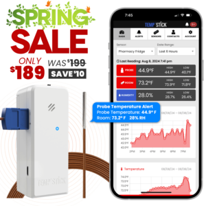 Spring Sale - Temp Stick PRO with External Temperature Probe - WiFi Temperature and Humidity Monitor - White