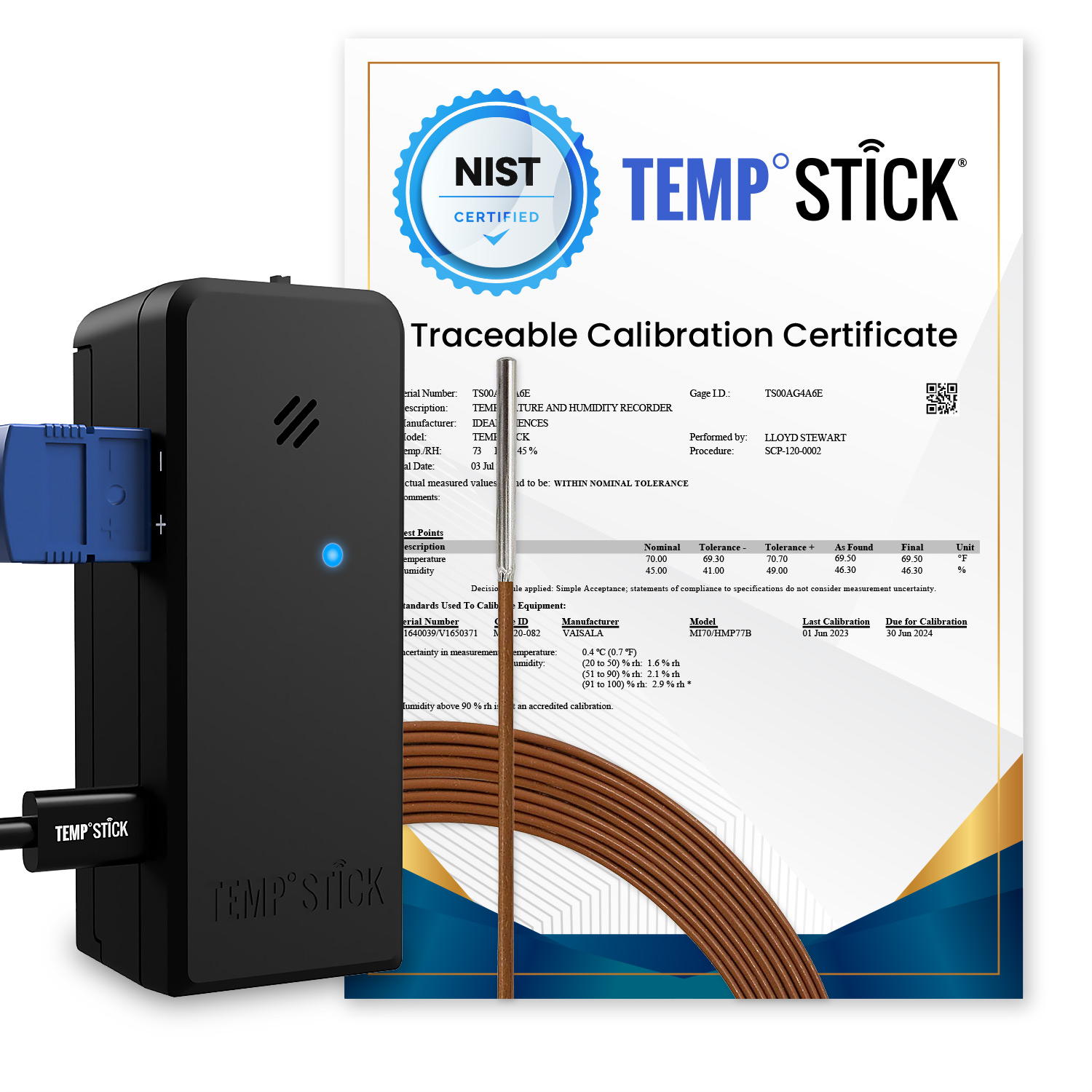 NIST Calibrated Temperature and Humidity Sensors by Temp Stick