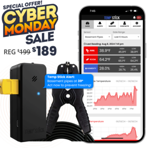 Cyber Monday Sale - Temp Stick PRO with Pipe Clamp - Black