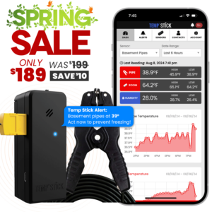 Spring Sale - Temp Stick for Frozen Pipe Prevention - WiFi Temperature and Humidity Monitor - Black