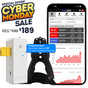 Cyber Monday Sale - Temp Stick PRO with Pipe Clamp - White