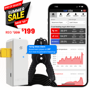 End of Summer Sale - Temp Stick PRO with Pipe Clamp - White