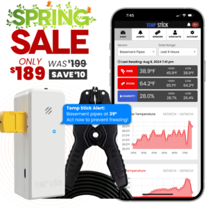 Spring Sale - Temp Stick for Frozen Pipe Prevention - WiFi Temperature and Humidity Monitor - White