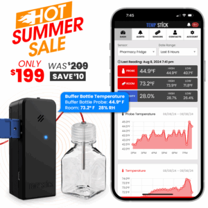 Summer Sale - Temp Stick for Pharmacies - WiFi Temperature and Humidity Monitor - Black