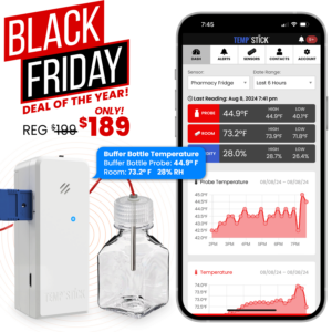 Black Friday Sale - Temp Stick for Wine with WIne Bottle Probe - WiFi Temperature and Humidity Monitor - White