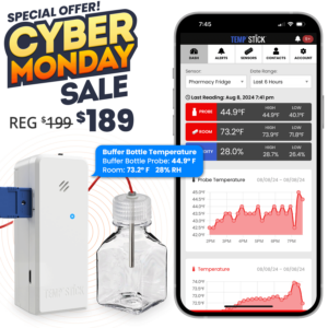 Cyber Monday Sale - Temp Stick for Wine with WIne Bottle Probe - WiFi Temperature and Humidity Monitor - White