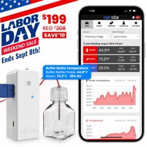 Labor Day Sale - Temp Stick for Pharmacies - WiFi Temperature and Humidity Monitor - White
