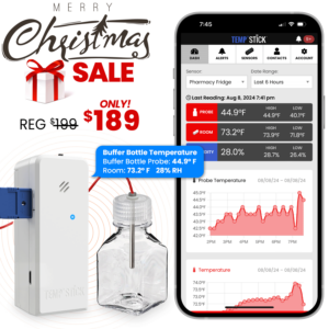 Xmas Sale - Temp Stick for Wine with WIne Bottle Probe - WiFi Temperature and Humidity Monitor - White