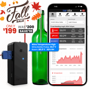 Fall Sale - Temp Stick for Wine Cellars - WiFi Temperature and Humidity Monitor - Black
