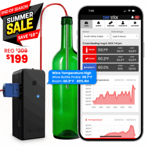 End of Summer Sale - Temp Stick for Wine Cellars - WiFi Temperature and Humidity Monitor - Black