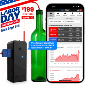 Labor Day Sale - Temp Stick for Wine Cellars - WiFi Temperature and Humidity Monitor - Black