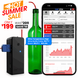 Summer Sale - Temp Stick for Wine Cellars - WiFi Temperature and Humidity Monitor - Black