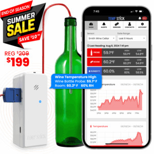 End of Summer Sale - Temp Stick for Wine Cellars - WiFi Temperature and Humidity Monitor - White
