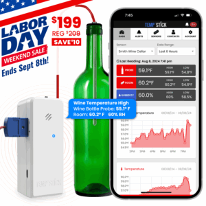 Labor Day Sale - Temp Stick for Wine Cellars - WiFi Temperature and Humidity Monitor - White