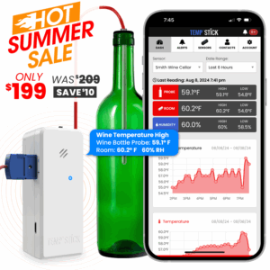 Summer Sale - Temp Stick for Wine Cellars - WiFi Temperature and Humidity Monitor - White